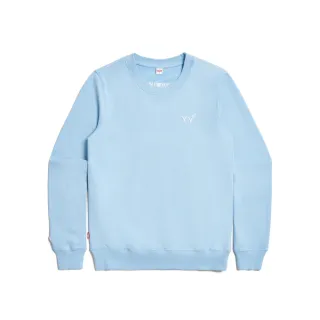 【EDWIN】女裝 小W刺繡印花厚長袖T恤(淺藍色)