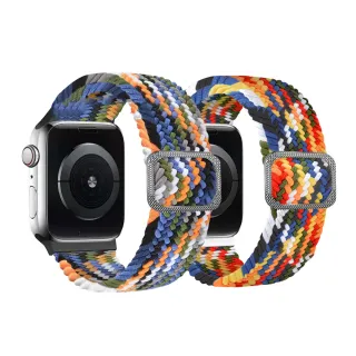 【Timo】Apple Watch 42/44/45/46/49mm 彩色編織彈性尼龍錶帶