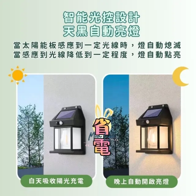 【《省電達人》】買一送一 復古風太陽能感應Led 壁掛燈(太陽能感應 免佈線 免鑽孔)