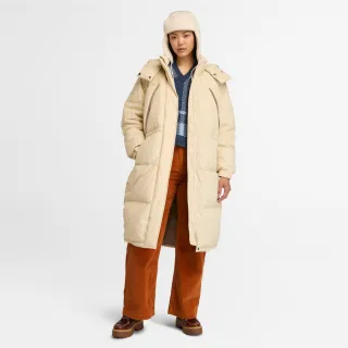 【Timberland】女款象牙色防潑水再生羽絨長版大衣(A5ZC3EFL)