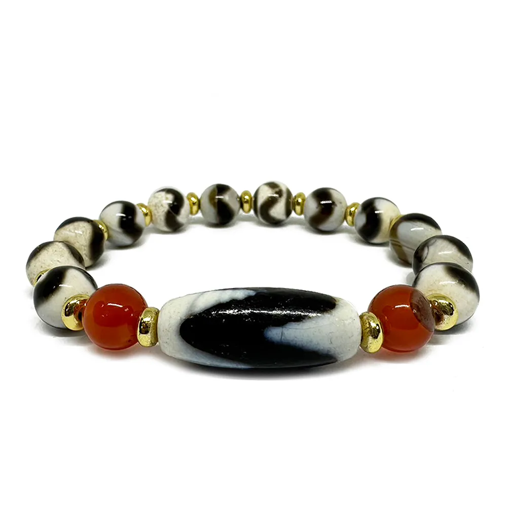 dZi ジービーズ 西蔵 老礦朱砂 八眼天珠とイエローサファイアのブレス