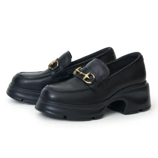 【ORIN】時髦馬銜釦牛皮厚底樂福鞋(黑色)