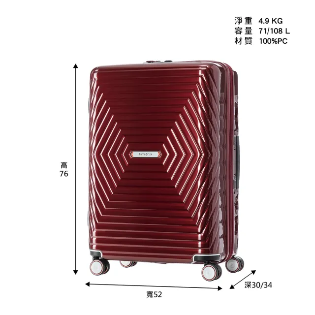 【Samsonite 新秀麗】28吋Astra 立體幾何光澤PC可擴充TSA海關鎖行李箱/光芒箱(多色可選)