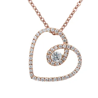 【DOLLY】0.10克拉 天然鑽石F/VS2完美車工玫瑰金色項鍊-028(母親節 情人節 交換禮物首選)