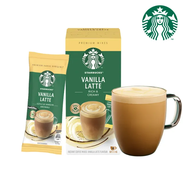 【STARBUCKS 星巴克】特選系列-即溶焦糖瑪奇朵/卡布奇諾/摩卡咖啡/香草4入x4盒(共16入;口味任選)