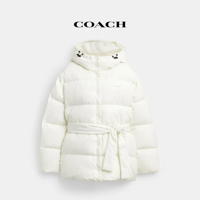 COACH 聚酯纖維短版皮帶羽絨外套-奶油色(CV316)