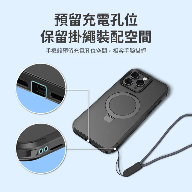 【Philips 飛利浦】iPhone 16系列 軍規雙層磁吸支架防摔保護殼(雙層設計/磁吸支架)