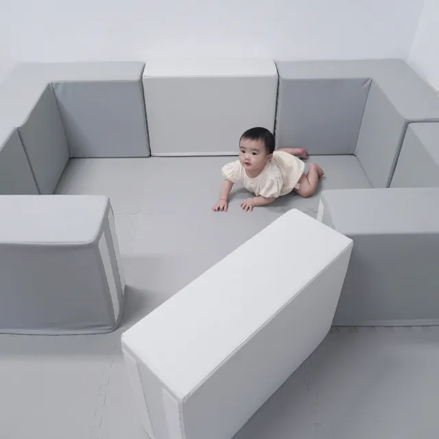 【PatoPato】Hipopo方塊遊樂城堡6入組+嬰幼兒60ｘ60ｘ3cm雙色地墊x9片(城堡+地墊超值組)