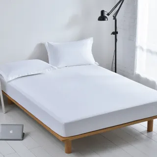 【Beauty Style】台灣製 超細免燙白色鬆緊帶床包-雙人加大6x6.2尺(五星飯店專用/旅行趣)