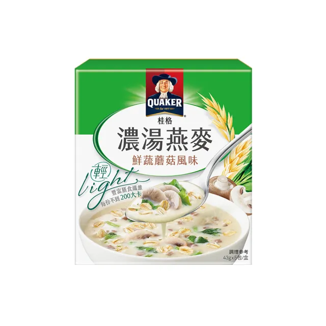 【QUAKER 桂格】濃湯燕麥系列口味任選(鮮蔬蘑菇/番茄牛肉/奶油玉米/白醬雞肉/洋蔥起司/水果優格/可可鮮莓)