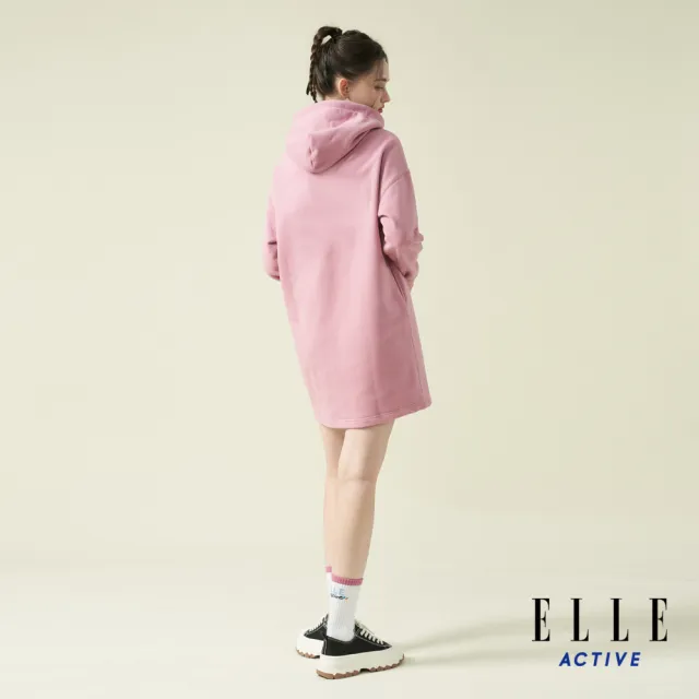 【ELLE ACTIVE】女款 保暖長版連帽上衣/洋裝-粉色(EA24A2W2601#72)