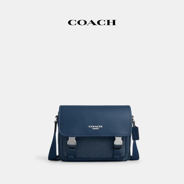 COACH 經典Logo帆布四方型纖巧型折疊皮夾-炭黑色/黑