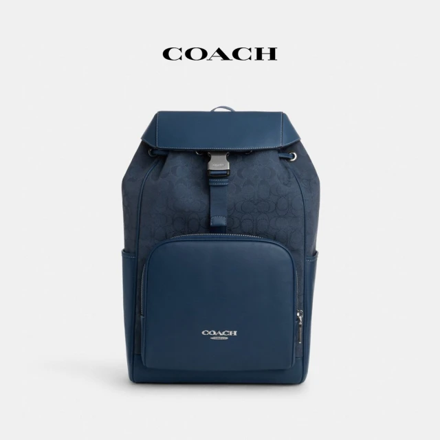 COACH 經典Logo帆布四方型纖巧型折疊皮夾-炭黑色/黑