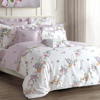 【Tonia Nicole 東妮寢飾】Narumi聯名款-100%高紗支長纖細棉印花被套床包組-少女的花束(加大)