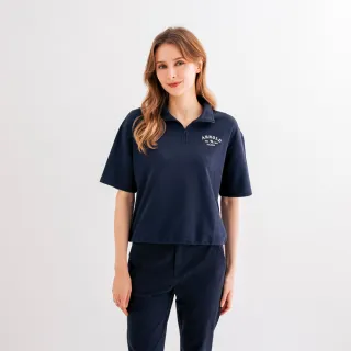 【Arnold Palmer 雨傘】女裝-半開襟下擺抽繩上衣(藏青色)