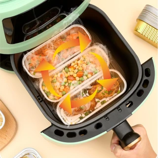 【茉家】拋棄式氣炸鍋錫箔紙方型盒五入裝(3組)