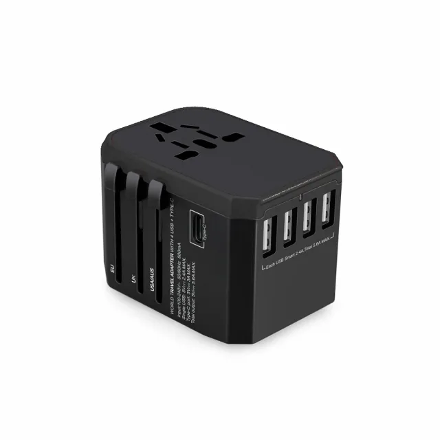 【anra】全球通用旅行萬用轉接頭(4USB+Type-C 5.6A 萬國轉接頭 旅充 電源轉接頭 插座 充電器 多項認證)