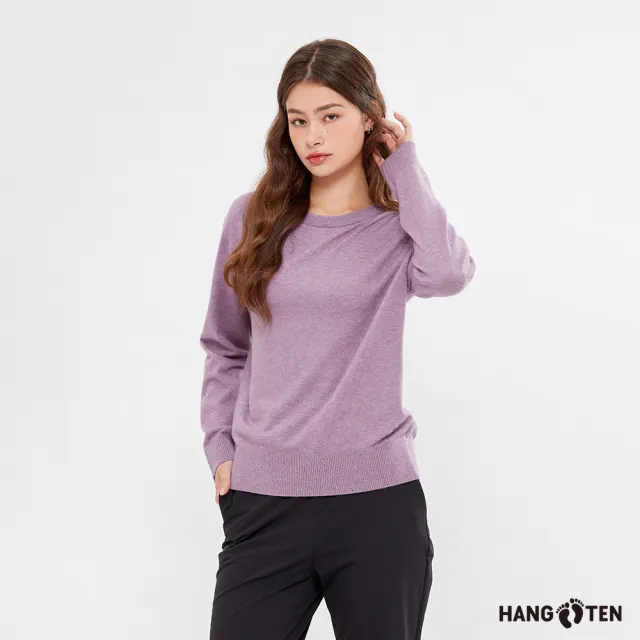 【Hang Ten】女裝-喀什米爾Cashmere混紡圓領毛衣(多色選)