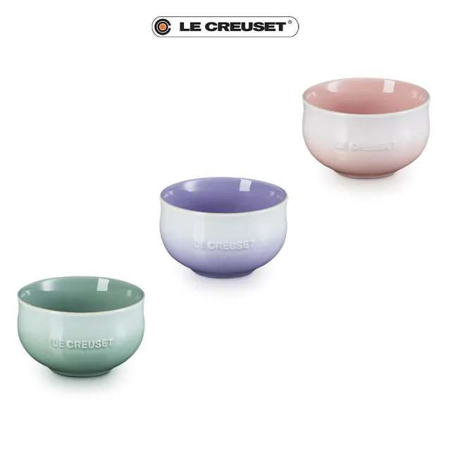 【Le Creuset】瓷器輕荷漫舞系列飯碗350ml(湖水綠/淡粉紫/貝殼粉 3色選1)