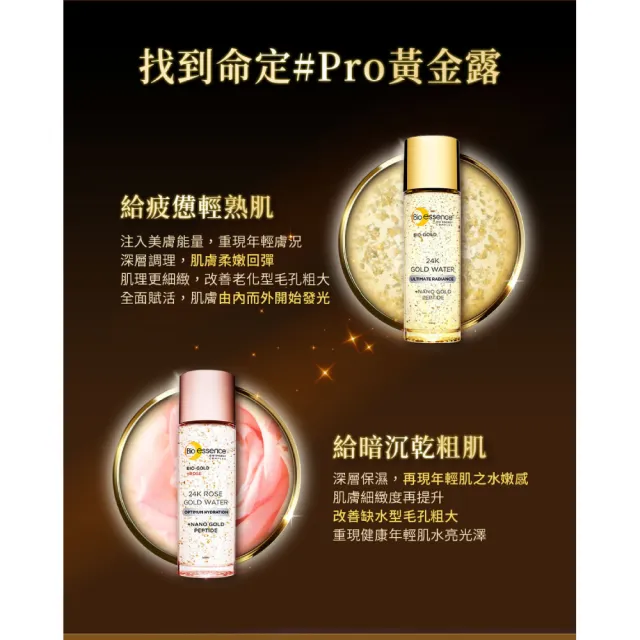 【Bio-essence 碧歐斯】新升級BIO金萃玫瑰黃金精華露/金萃黃金精華露100mlx2入組(2款任選)