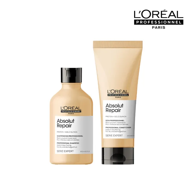 【L’OREAL 巴黎萊雅PRO】絲漾博藜麥滲透修護洗潤組(洗髮精+護髮乳/修護)