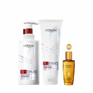 【LOREAL Paris 巴黎萊雅】髮芯修護強化1+1組(洗髮露440ml+護髮素 250ml)