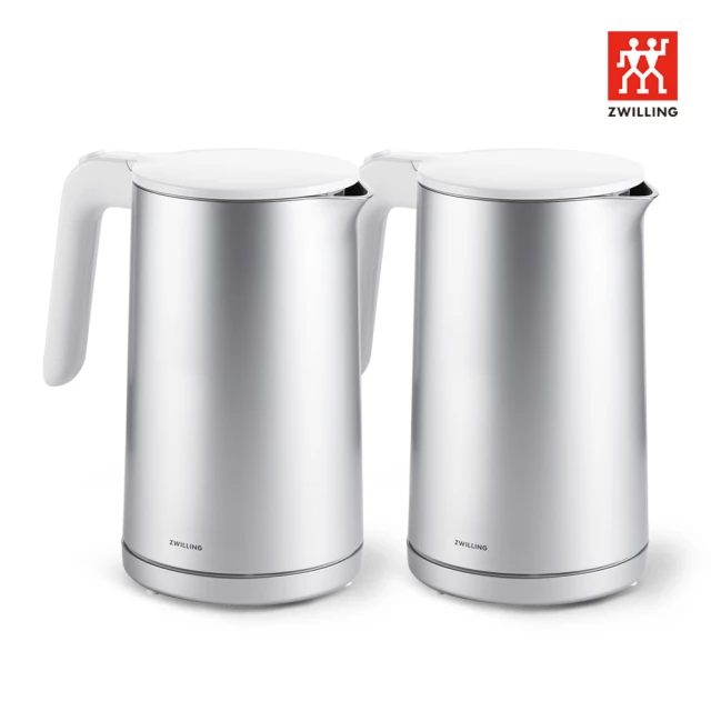 ZWILLING 德國雙人 歐規18-10不鏽鋼防燙快煮壺1.5L ENFINIGY鈦銀電熱水壺2件組(德國雙人牌集團官方直營)