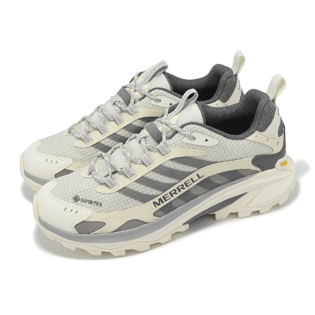 MERRELL 戶外鞋 Moab Speed 2 GTX 男鞋 灰 米白 防水 黃金大底 反光 登山鞋(ML037797)