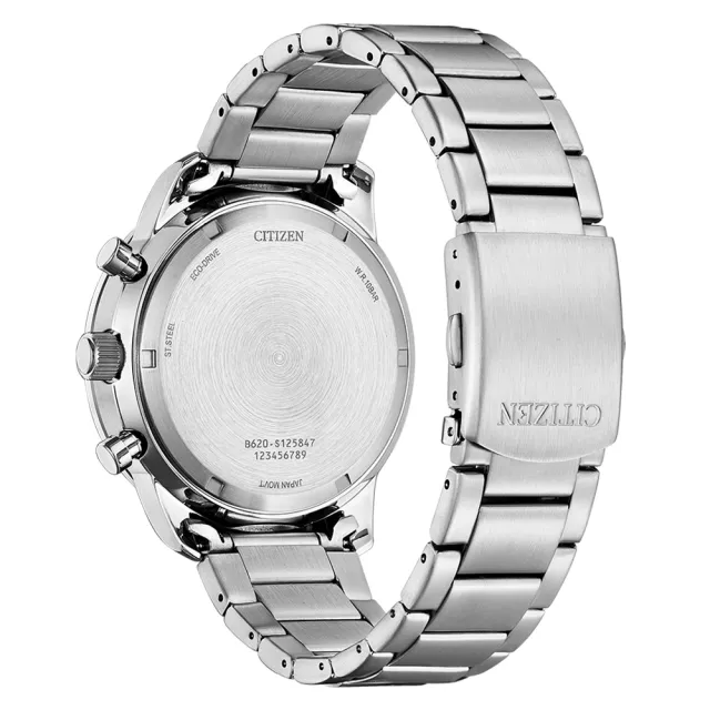 【CITIZEN 星辰】Chronograph 光動能三眼計時手錶 石英錶-藍44mm(CA4500-91L)