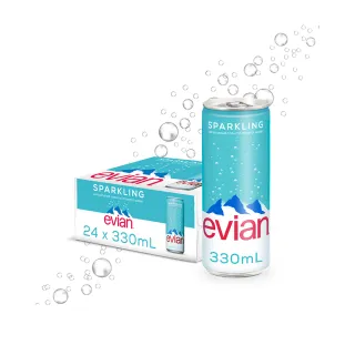 【evian 依雲 原廠總代理直營】氣泡礦泉水330mlx24入/箱(鋁罐)