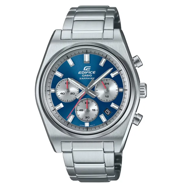 【CASIO 卡西歐】EDIFICE 賽車時尚 計時運動手腕 石英錶 40mm-藍(EFB-730D-2AV)