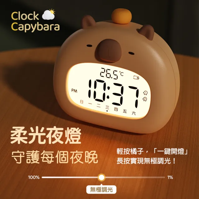 【西格傢飾】卡皮巴拉鬧鐘(水豚 電子鐘 大數字時鐘 交換禮物 禮物 開學必備)