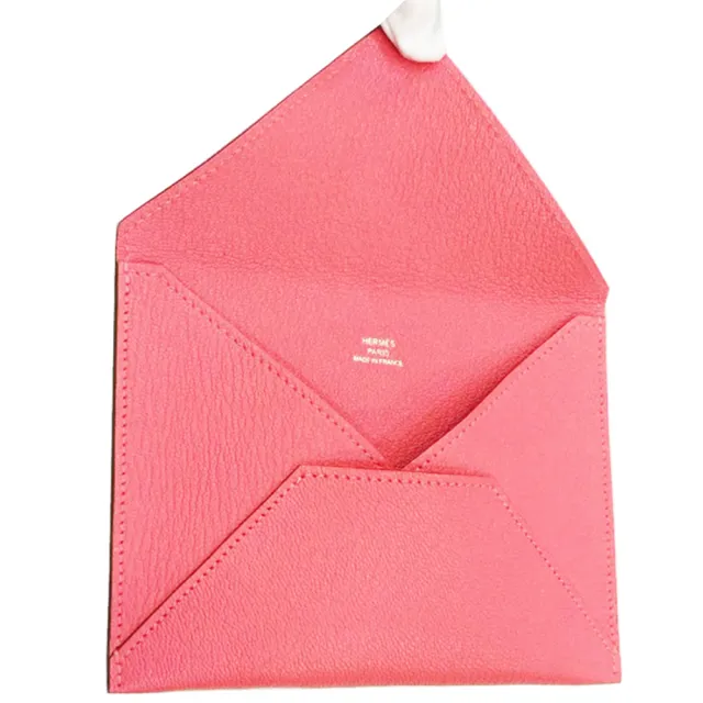 【Hermes 愛馬仕】H032796CA 小羊皮信封式名片夾零錢包(粉色)