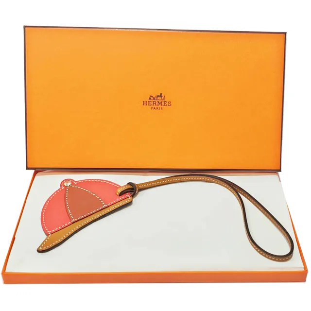 【Hermes 愛馬仕】H069715CK 棒球帽造型拼色小牛皮鑰匙圈/吊飾