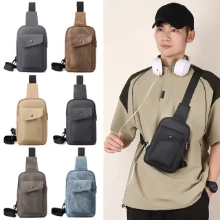 【samore】男士皮革背包 防潑水胸包單肩包 機能斜跨背包 戶外跑步手機包 側背包 交換禮物 交換禮物
