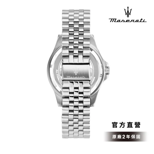 【MASERATI 瑪莎拉蒂 官方直營】Sfida 無畏迎戰系列石英手錶 打火石 銀色不鏽鋼鍊帶 44MM R8853140010