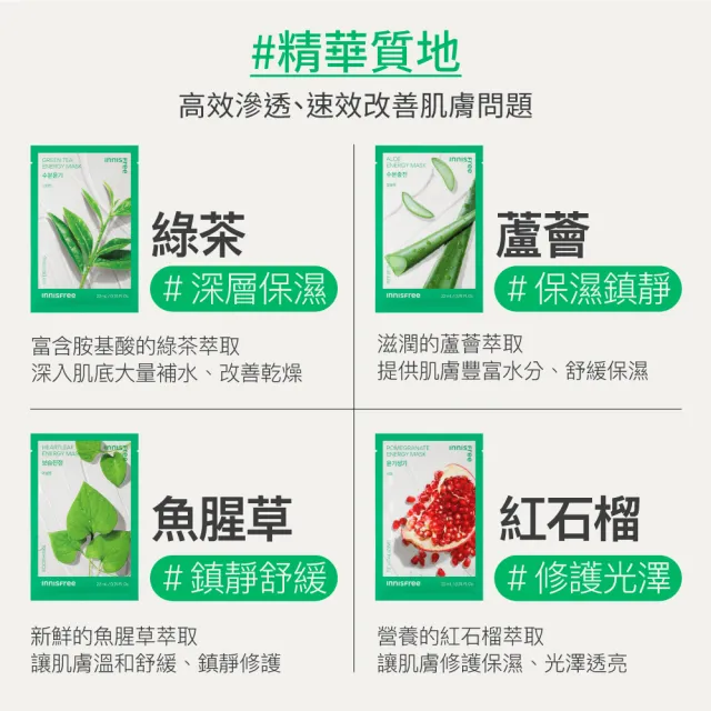 【INNISFREE】我的真萃能量面膜20入澎派組(4款任選)