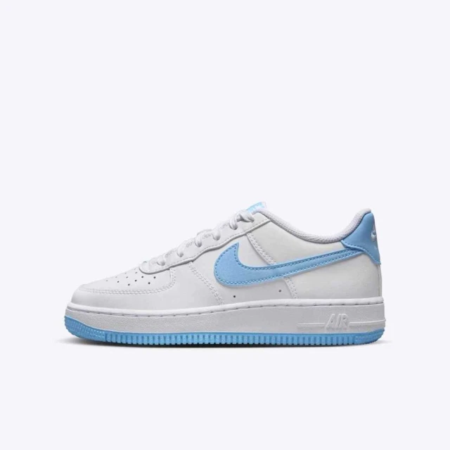 NIKE 耐吉 Air Force 1 Lv8 大童 休閒鞋 運動 經典 AF1 低筒 白 水藍(FV5948-107)