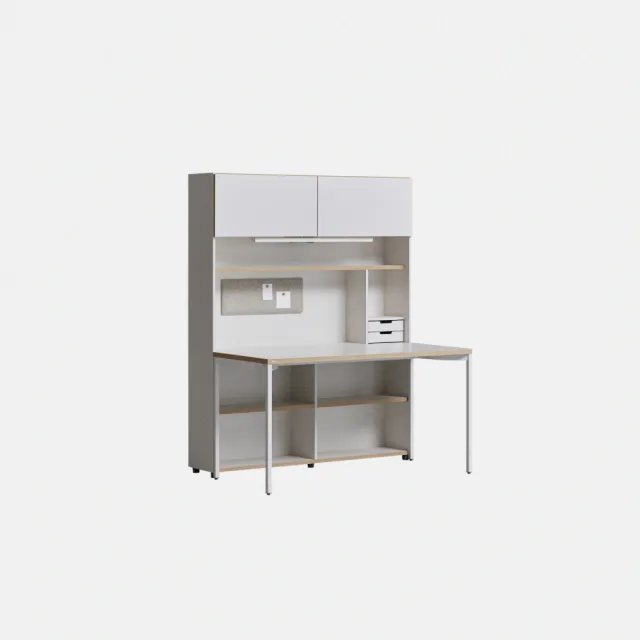 【DESKER】DESK SET 韓國設計監製 1400型 五層書桌組 140*60*174cm（收納型含燈）(辦公桌/專人組裝)