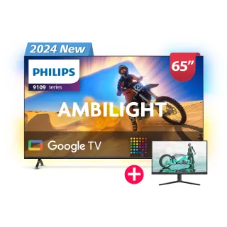 【Philips 飛利浦】65型4K QD Mini LED 144Hz VRR Google TV 智慧顯示器(65PML9109)