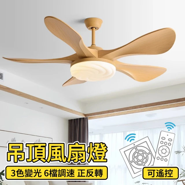 寧樂 北歐客廳風扇燈 吊燈 餐廳吊扇燈 電風扇 吸頂燈 家用一體大氣吊頂燈(110V 可遙控)