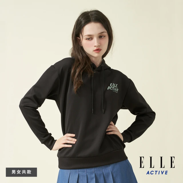 ELLE ACTIVE 女款 連帽長袖上衣-黑色(EA24A2F1403#99)