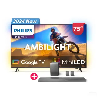 【Philips 飛利浦】75型4K QD Mini LED 144Hz VRR Google TV 智慧顯示器(75PML9109)