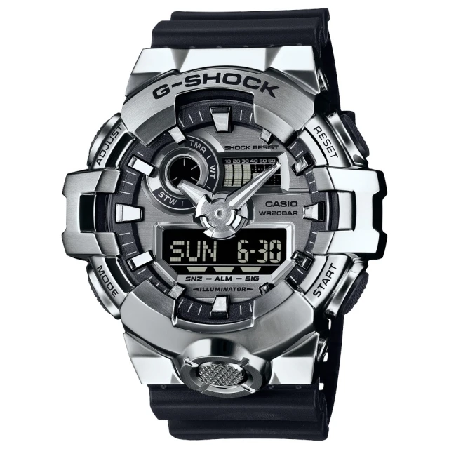 CASIO 卡西歐 G-SHOCK金屬錶圈雙顯錶(GM-700-1A)