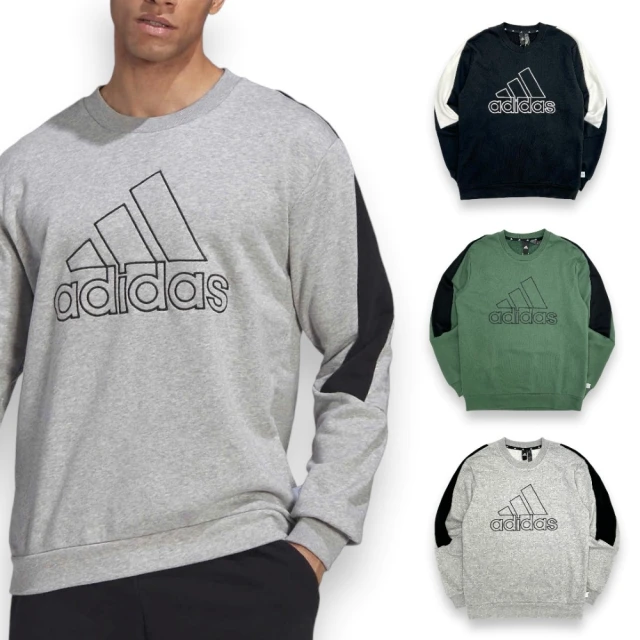 adidas 愛迪達 男生 大學TEE 電繡簍空LOGO 有機棉質 男款 長袖厚款 毛巾布(多色可選 HK4539)