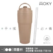 【WOKY 沃廚】2入組_渾圓杯 雙層陶瓷款 750ml-附矽膠粗吸管(隨行杯/吸管杯/保冰保溫)