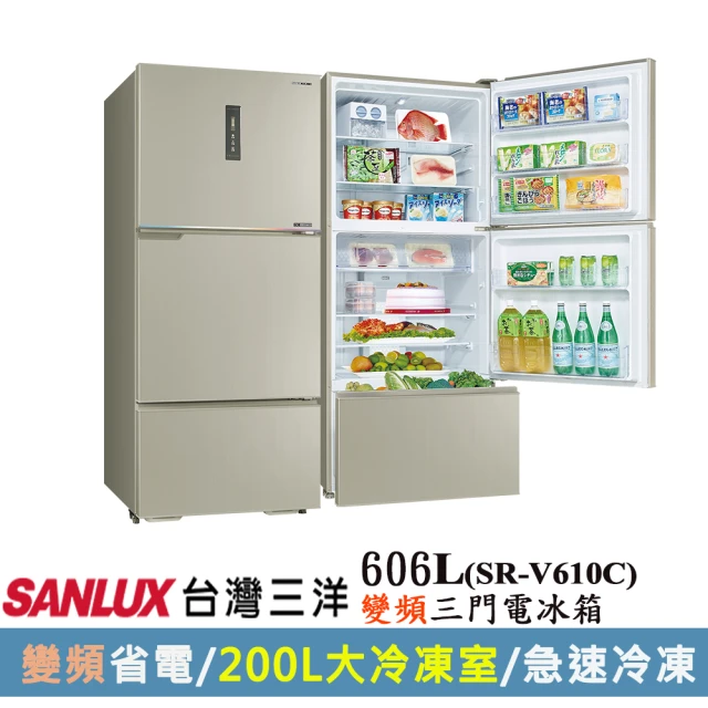 SANLUX 台灣三洋 ◆606公升一級能效變頻三門冰箱(SR-V610C)