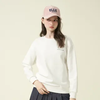 【ELLE ACTIVE】女款 保暖圓領長袖大學T-白色(EA24A2F1402#90)