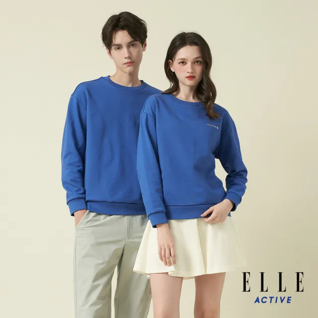 【ELLE ACTIVE】女款 保暖圓領長袖大學T-寶藍色(EA24A2F1402-36)
