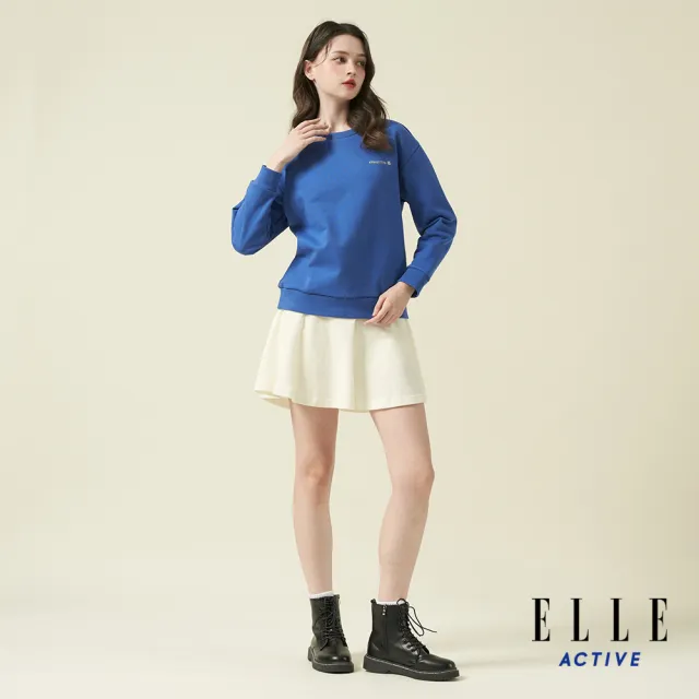 【ELLE ACTIVE】女款 保暖圓領長袖大學T-寶藍色(EA24A2F1402-36)